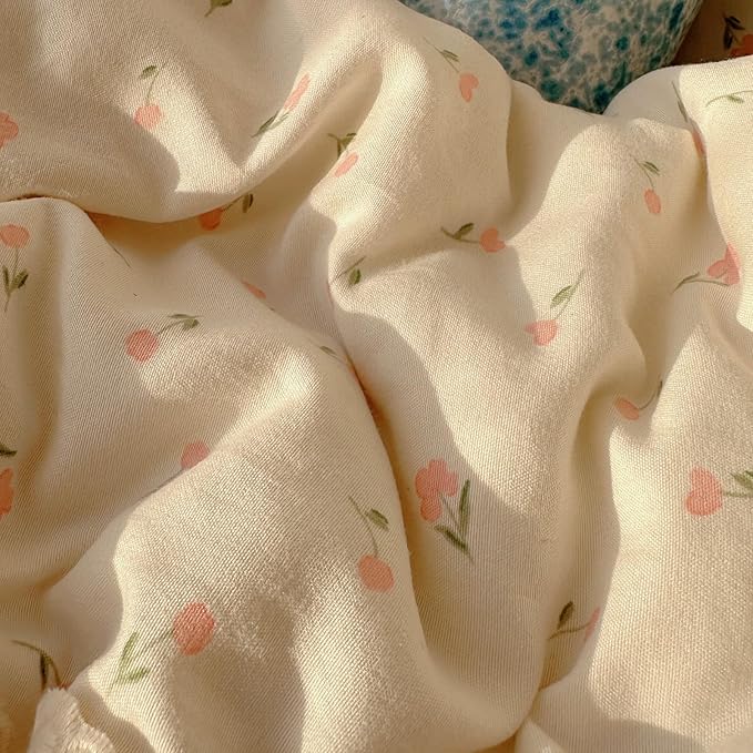 VM VOUGEMARKET Full Comforter Set Vintage Pink Flower Comforter with Romantic Lace Trim Soft Lightweight Bedding Set for Teen Girls-80 x90
