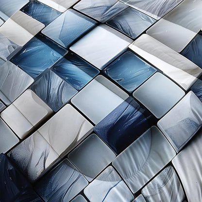 Blue Gray Checkered Comforter Set Twin 3D Grid Bedding Sets 3PCS for Kids Teen Adult Boy Room Decor Ultra-Soft Lightweight Microfiber 1 Comforter with 2 Pillowcases