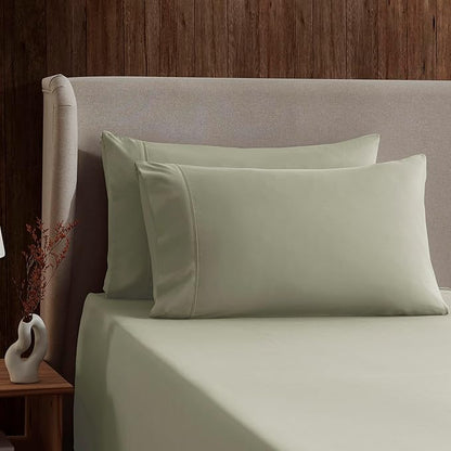 Nestl King Sheet Set - Luxury 1800 Ultra-Soft Microfiber King Bed Sheets - Double Brushed - Deep Pockets - Easy Fit - 4 Piece Set - Bedding Sheets & Pillowcases (King, Light Green)