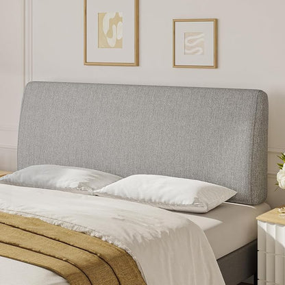 4.7” Upholstered Headboard for Queen Size Bed, No Drill Needed, 5 Min Assembly, Headboard for 8–14 Inch Mattress, Perfect for Renters Dorm Kids Pet, Linen Gray