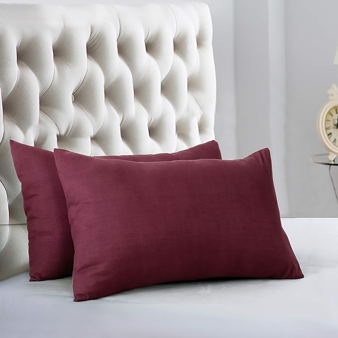 Evolive Ultra Soft Brushed Microfiber King Size 20"x40" Pillowcases Pair with Envelope Clousure Set of 2 (20"x40" King, Wine)