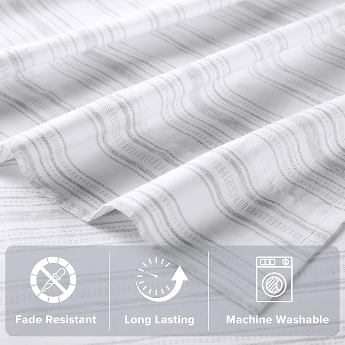 Comfort Spaces 100% Cotton Sheets Twin, Breathable, Naturally Cool Cotton Sheets, Soft Cotton Bed Sheets with 12" Elastic Pocket Fits up to 14" Mattress, All Seasons Sheet Set, Good Vibes Grey 3 Piece