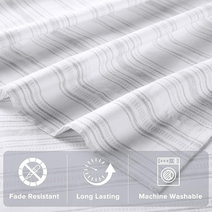 Comfort Spaces 100% Cotton Sheets Twin, Breathable, Naturally Cool Cotton Sheets, Soft Cotton Bed Sheets with 12" Elastic Pocket Fits up to 14" Mattress, All Seasons Sheet Set, Good Vibes Grey 3 Piece