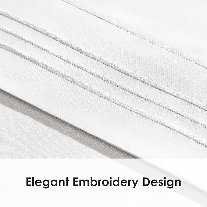 ClevaHome Sheet Set Twin Size, 3-Piece Bedding, Lightweight & Super Soft Easy Care Microfiber– Shrinkage & Fade Resistant Bedding Set with 14'' Deep Pockets (Pearl White)