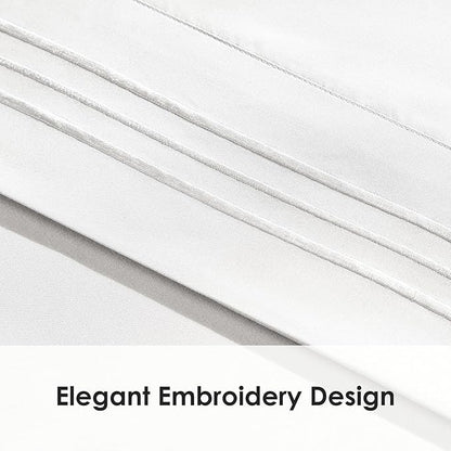 ClevaHome Sheet Set Full Size, 4-Piece Bedding, Lightweight & Super Soft Easy Care Microfiber– Shrinkage & Fade Resistant Bedding Set with 14'' Deep Pockets (Pearl White)