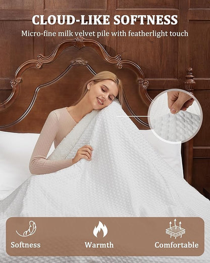 CAROMIO Heated Blanket King Size with LCD Dual Controller, Waffle Weave Fast Heating Electric Blankets, 10 Heat Levels & 1-12H Time Settings, ETL Certified, Machine Washable, Off White, 100" x 90"