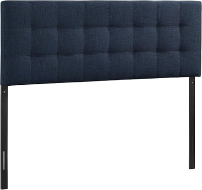 Modway Lily Tufted Linen Fabric Upholstered Queen Headboard in Navy