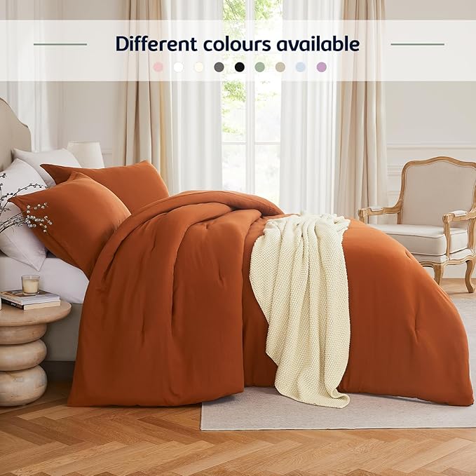 Twin Comforter Set Terracotta,2PCS Soft Lightweight Breathable Bedding Comforter Sets for All Season, Twin Size(68''×90'' Comforter & 1 Pillowcase)