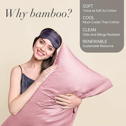 BEDELITE Pillow Cases Standard Size Set of 2, Rayon Derived from Bamboo, Cooling Pillow Cases for Hot Sleepers & Night Sweats, Breathable and Silky Soft Envelope Pillowcases(Rose Pink, 20"x26")