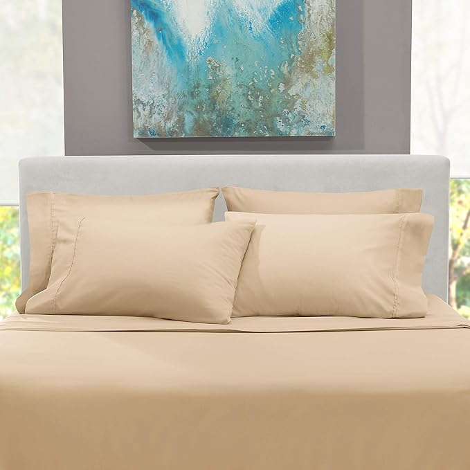 Hearth & Harbor Extra Deep Pocket Sheets - Fits Mattress 18-24 Inches Deep - Extra Deep Pocket Twin Sheets Sets - 4 Piece Twin Size - Cream