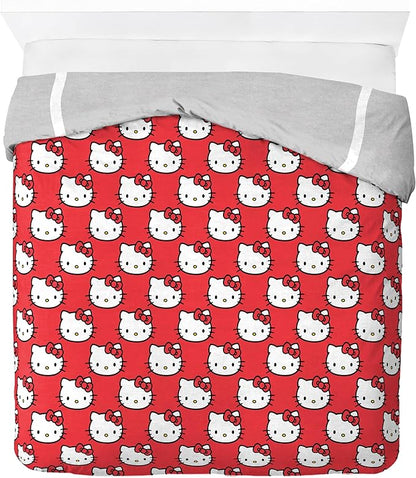 Jay Franco Duvet Cover Set – 3 Piece Comforter Cover and Sham Set, Super Soft Cozy Bedding (Insert Not Included) Grey - Hello Kitty, Full