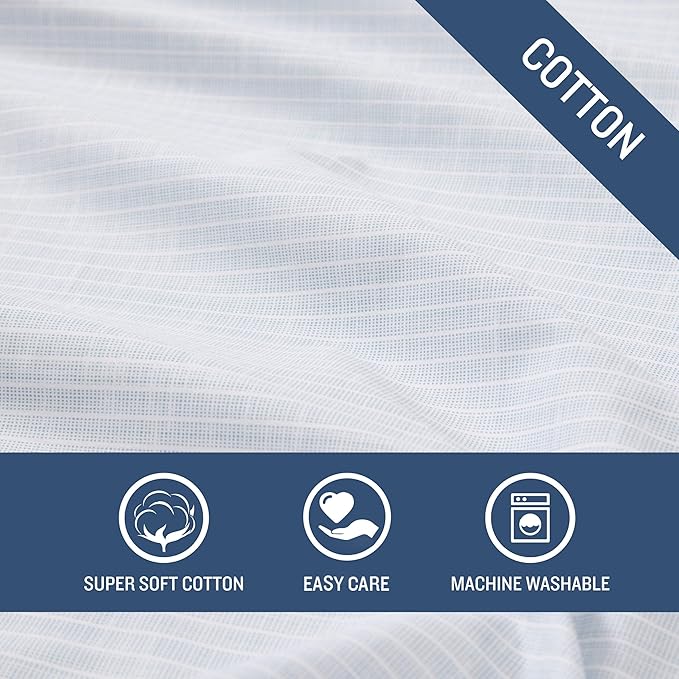 Tommy Bahama - Twin Sheet Set, Crisp & Cool Cotton Percale Bed Sheets, Deep Pockets, Striped Bedding with Matching Fitted Sheet & Pillowcase (Ala Moana Stripe Blue)