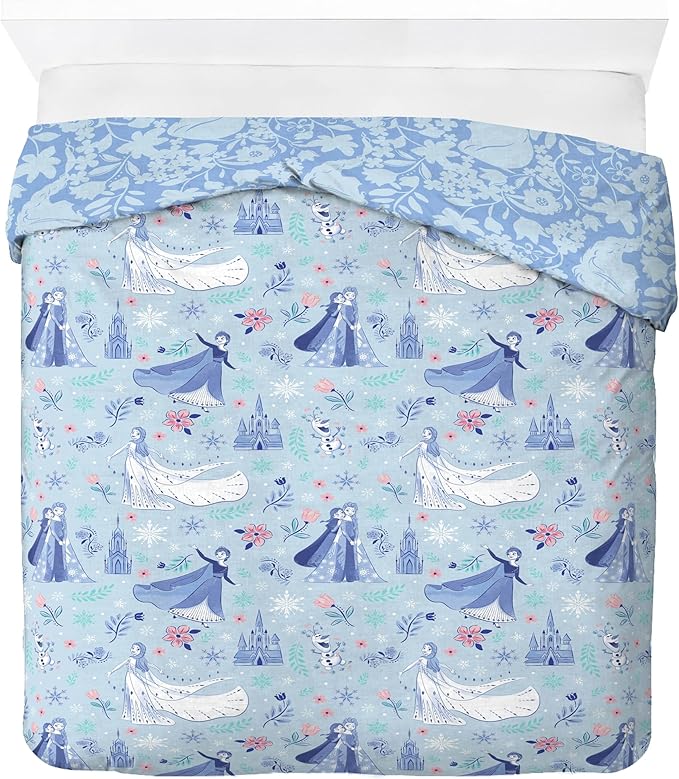 Jay Franco Kids Duvet Cover Set with Sham & Pillowcase – Ultra-Soft Bedding for Room Decor, Cover ONLY Comforter NOT Included, Blue - Frozen, 3 Piece King