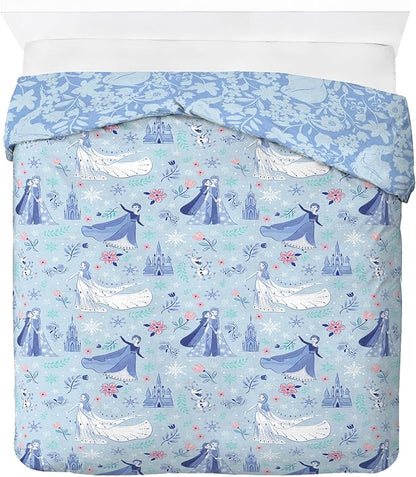 Jay Franco Kids Duvet Cover Set with Sham & Pillowcase – Ultra-Soft Bedding for Room Decor, Cover ONLY Comforter NOT Included, Blue - Frozen, 3 Piece King