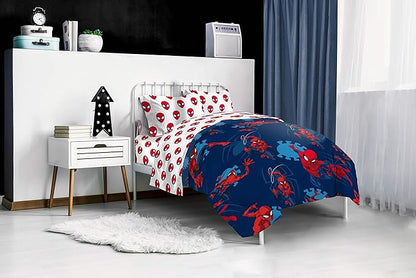 Jay Franco Marvel Spiderman Spidey Daze 5 Piece Queen Bed Set - Includes Reversible Comforter & Sheet Set Bedding - Super Soft Fade Resistant Microfiber (Official Marvel Product)