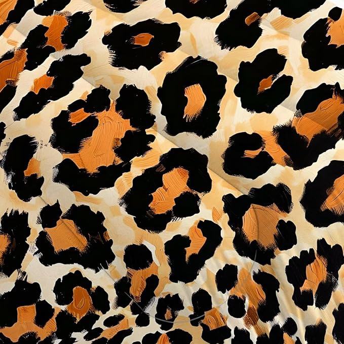 Cheetah Print Comforter Set Twin, Brown Leopard Print Bedding for Kids Boys Girls Bedroom, Wild Animal Theme Pattern Qulit Sets, 1 Comforter, 1 Pillowcase
