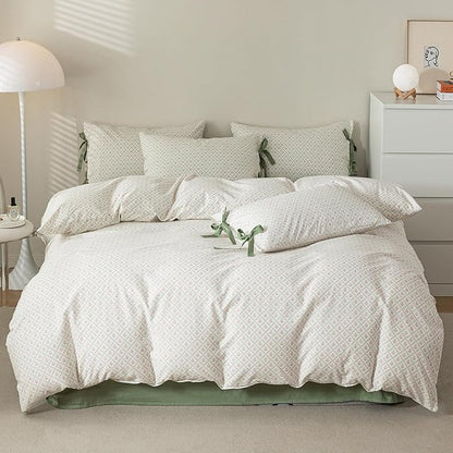 HighBuy Aesthetic Floral Comforter Set Twin XL Pink Flowers Grid Coquette Bedding Comforters Set Fluffy for Kids Girls Twin XL Bed 1 Boho Chic Comforter 2 Bowknot Bow Tie Pillowcases