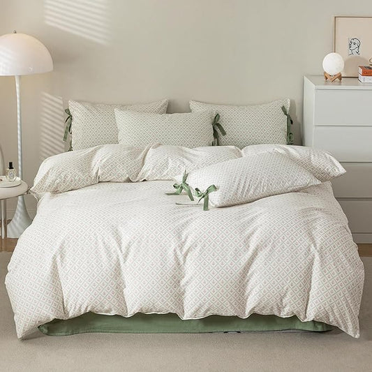 HighBuy Aesthetic Floral Comforter Set Twin XL Pink Flowers Grid Coquette Bedding Comforters Set Fluffy for Kids Girls Twin XL Bed 1 Boho Chic Comforter 2 Bowknot Bow Tie Pillowcases