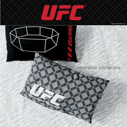 UFC Fight Night Bedding Set, Twin Size 5 Piece Set Super Soft Cozy Reversible Comforter and Sheet Set with Sham, (100% Officially Licensed Product) by Franco
