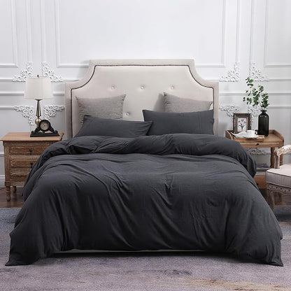 PURE ERA Jersey Knit Pillowcases 100% T-Shirt Cotton Super Soft Comfy Breathable, Set of 2, Queen 20" x 30", Heathered Charcoal Grey