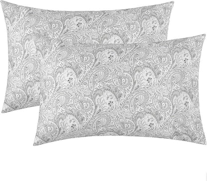 Mellanni Pillow Cases - Luxury, Extra Soft, Cooling Pillow Covers - 2 PC Iconic Collection Pillowcases - Envelope Closure (Standard/Queen 20" x 30", Paisley Gray)