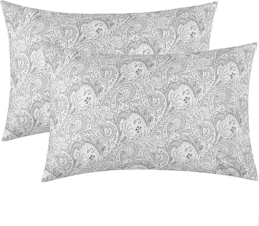 Mellanni Pillow Cases - Luxury, Extra Soft, Cooling Pillow Covers - 2 PC Iconic Collection Pillowcases - Envelope Closure (Standard/Queen 20" x 30", Paisley Gray)
