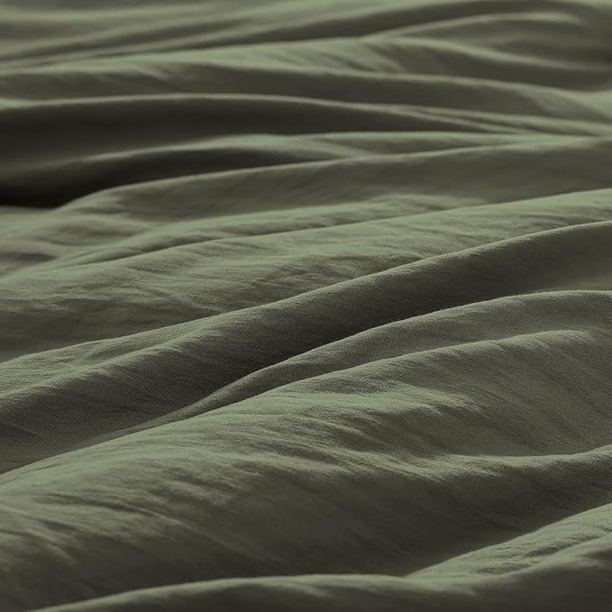 WRENSONGE King Size Comforter Set - 3 Pieces Olive Green Comforter Prewashed Soft Lightweight for All Seasons,Fluffy Down Alternative Comforter King Size with 2 Pillow Shams