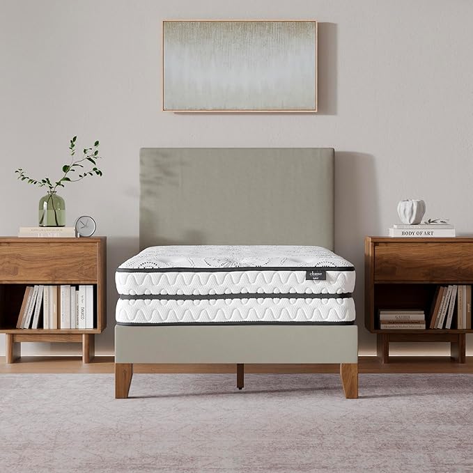 Signature Design by Ashley Twin Size Chime 10 Inch Medium Firm Hybrid Mattress with Cooling Gel Memory Foam for Pressure Relief, Fiberglass Free, Mattress In A Box