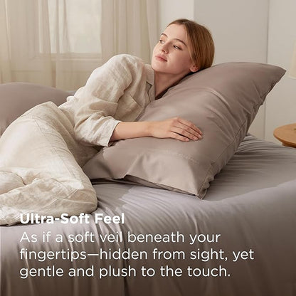 Bedsure Queen Pillow Cases Set of 2 - Khaki Brushed Microfiber Pillowcase 2 Pack, Super Soft Pillowcase, Pillow Case Covers with Envelope Closure for Kids, Wrinkle, Fade Resistant, 20x30 Inches