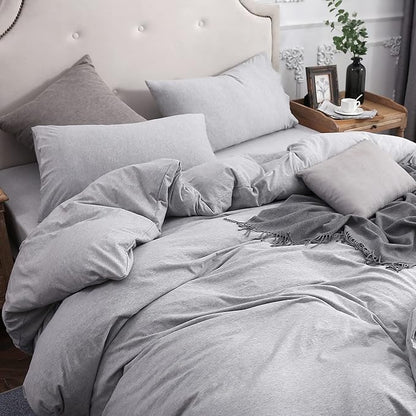 PURE ERA Jersey Knit Pillowcases 100% T-Shirt Cotton Super Soft Comfy Breathable, Set of 2, King 20" x 36", Heathered Grey