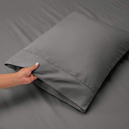 Nestl Twin Size Sheet Set, 4 Piece Extra Deep Pocket (18-24 inches), Microfiber, Hotel Luxury, Soft, Breathable, Wrinkle-Free, Easy to Care, Grey