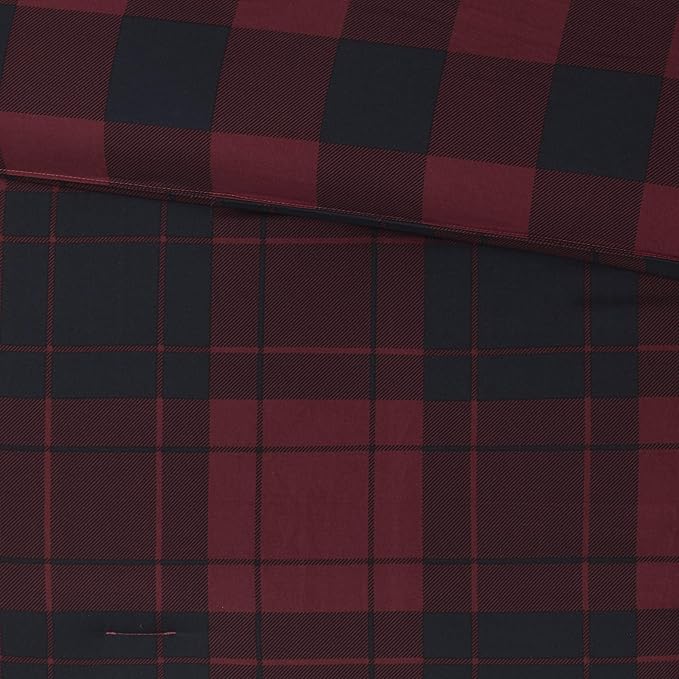 Madison Park Essentials Cozy Bed in A Bag - Reversible Comforter with Complete Sheet Set, Casual Plaid Cabin Design, All Season Cover, Decorative Pillow, Everest Plaid Red Twin(68"x86") 6 Piece