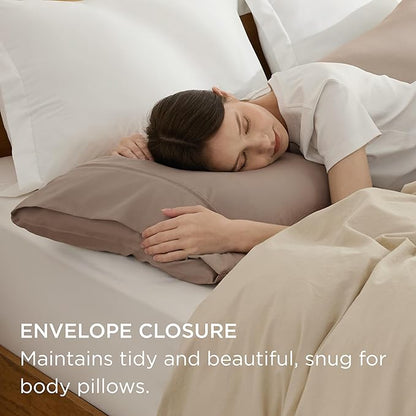 Bedsure Body Pillow Case Cover - Taupe Brushed Microfiber Long Pillow Cases, Ultra Soft and Cozy Body Pillowcase with Envelope Closure for Kids, Wrinkle, Fade Resistant, 1 Pack, 20x54 Inches