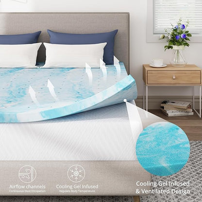 CH Charme House Mattress Topper 3 Inch Queen Size, Gel Infused Memory Foam Bed Topper for Back Pain Relief, Cooling Mattress Pad, CertiPUR-US Certified, 80×60"