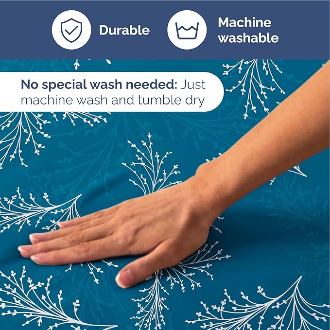 Floral Sheets - Blue & White Floral Bed Sheet Set - 1 Flat, 1 Fitted & 1 Pillowcase w/ Deep Pockets - Wrinkle & Fade Free - Boho Botanical Bedding - Ultra-Soft, Breathable & Cooling - Twin XL Size Set