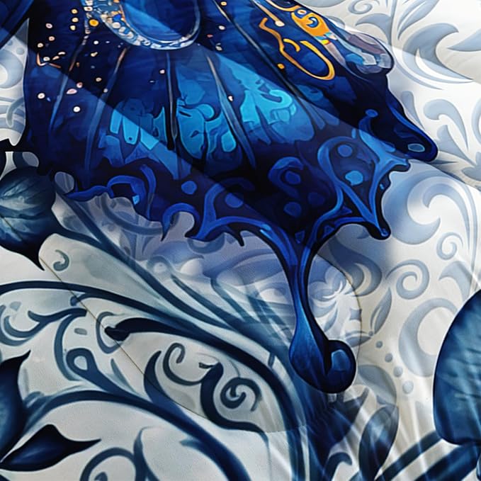 Queen Size Boho Butterfly Bedding Set for Girls - Dreamy Comforter, Decorations for Bedroom