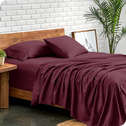 Bare Home Full Sheet Set - 1800 Ultra-Soft Microfiber Full Bed Sheets - Double Brushed - Deep Pockets - Easy Fit - 4 Piece Set - Bedding Sheets & Pillowcases (Full, Burgundy)