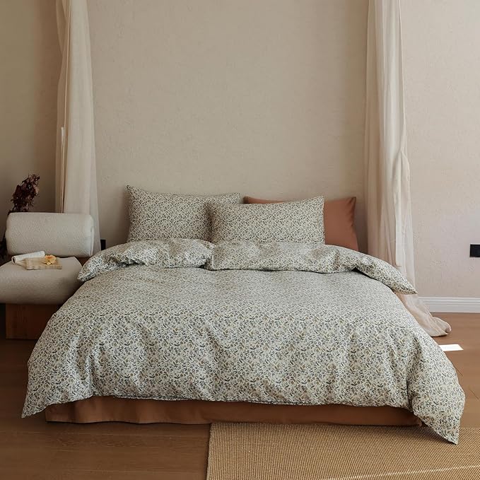Floral Twin XL Comforter Lightweight Girls Bedding Set Down Alternative Boho Cotton Cozy Bedding Comforter Sets Cute Fluffy Soft All Season Bed Comforter with 2 Pillowcases