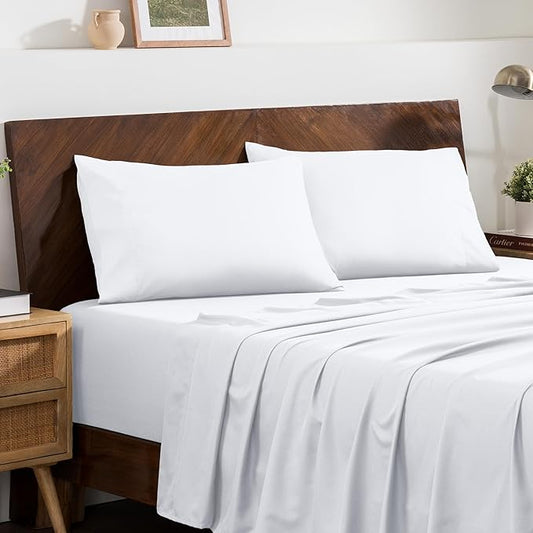 Bare Home Microfiber Pillow Cases - Queen Size Set of 2 - Cooling Pillowcases - Double Brushed - Easy Care - Envelope Closure (Queen Pillowcase Set of 2, White)