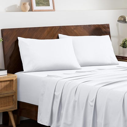Bare Home Microfiber Pillow Cases - King 20x36 - Cooling Pillowcases - Double Brushed - Easy Care - Envelope Closure (King Pillowcase Set of 2, White)