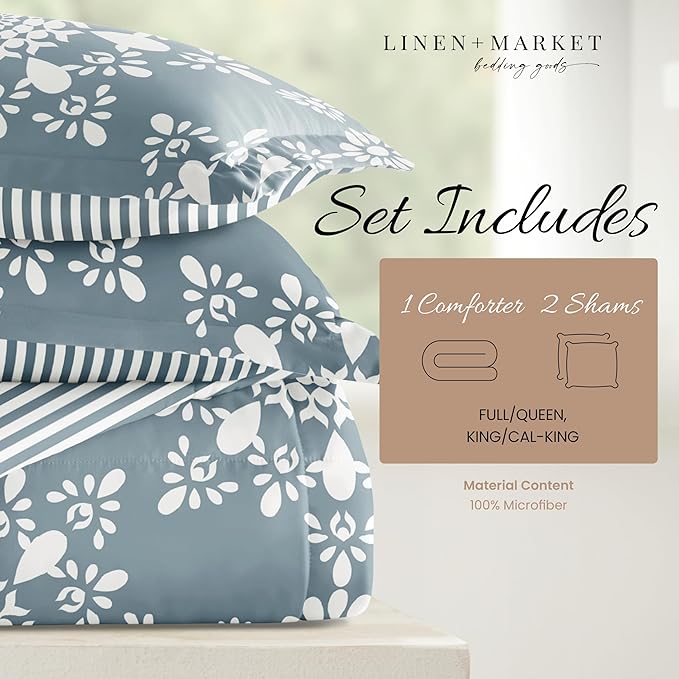 Linen Market Reversible King Size Comforter Set (3 Piece) - Bring Luxury Home with Our Soft and Lightweight Down Alternative Comforter King Set - This Includes Your King Comforter and 2 Pillow Shams