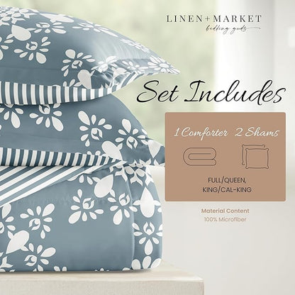 Linen Market Reversible Queen Size Comforter Set (3 Piece) - Soft and Lightweight Down Alternative Comforter Queen Set - This Includes Your Queen Comforter and 2 Pillow Shams