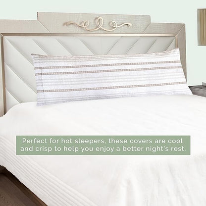 Elegant Comfort Ultra Soft 1-Piece Set Striped Print Pillowcases - 1500 Premium Hotel Quality Microfiber, Soft and Smooth Hidden Zipper Closure 1-Piece Pillow Covers - Body Pillowcase, Traci Linen
