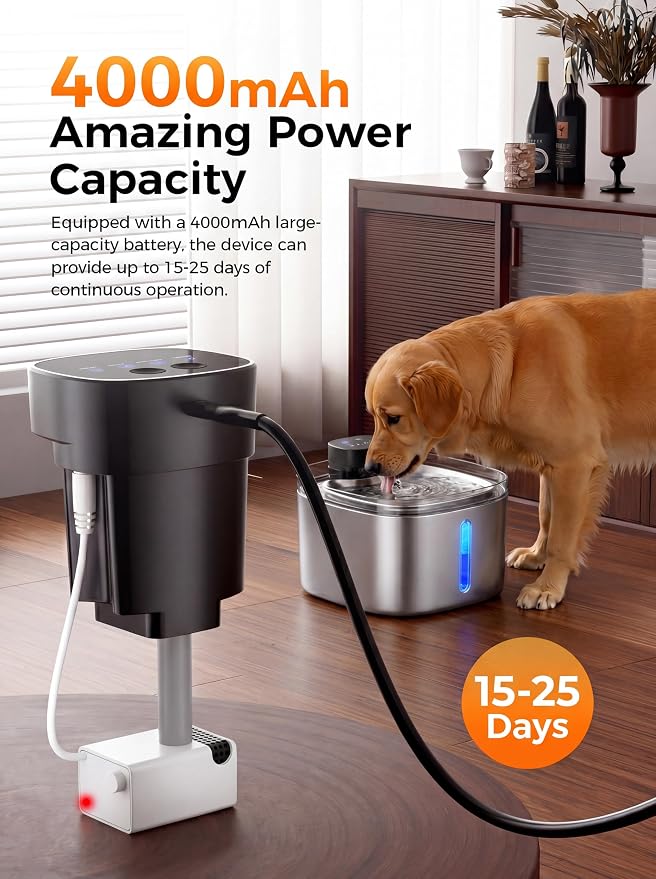 5L Smart Cat Dog Water Fountain, Stainless Wireless Dog Water Bowl | 5L wireless cat dog fountain for small dogs and multi-cat homes, sensor flow, quiet use, 4000mAh battery ,8 filter set
