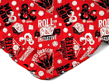 Northwest Dungeons & Dragons Roll for Initiative Full/Queen Quilted Blanket, Comfy Throw, Soft Lightweight Bedding for Bed, or Couch, 90 x 90 inches