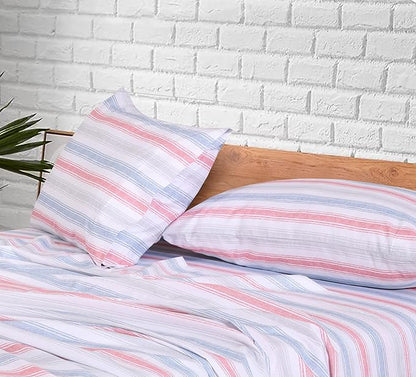 RUVANTI 100% Cotton Sheets – California King Percale Bedding, Cooling & Breathable Floral Design, Durable with a Crisp, Soft & Comfortable Feel, 14" Deep Pocket, 4-Piece Set, Times