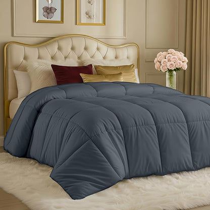 Utopia Bedding Comforters King Size, All Season Duvet Insert, Down Alternative Box Stitched Bed Comforter with Corner Tabs, Machine Washable (Grey)