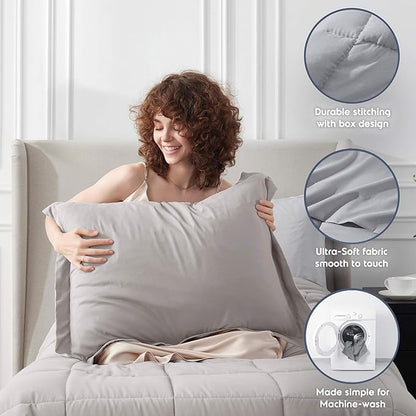 Nestl 5 Piece Twin Comforter Set – Linen Reversible Bed in a Bag – Complete Twin Size Bedding Set with Sheets, Pillowcase and Sham