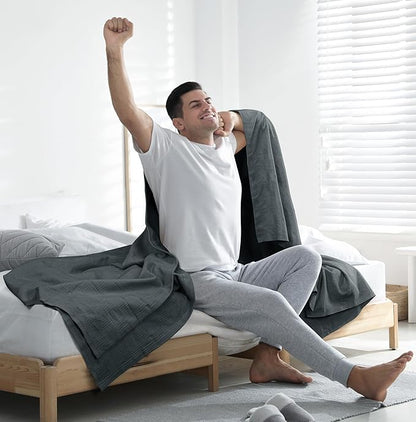 Utopia Bedding Smoke Gray 100% Cotton Blanket [Throw Size - 50x60 Inch] Lightweight, Soft and Breathable Thermal Blanket for All Seasons