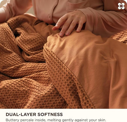 Bedsure Cotton Duvet Cover King - 100% Cotton Waffle Weave Terracotta Duvet Cover King Size, GentleSoft™ and Breathable Bedding Set for All Season, 3 Pieces, 104"x90"